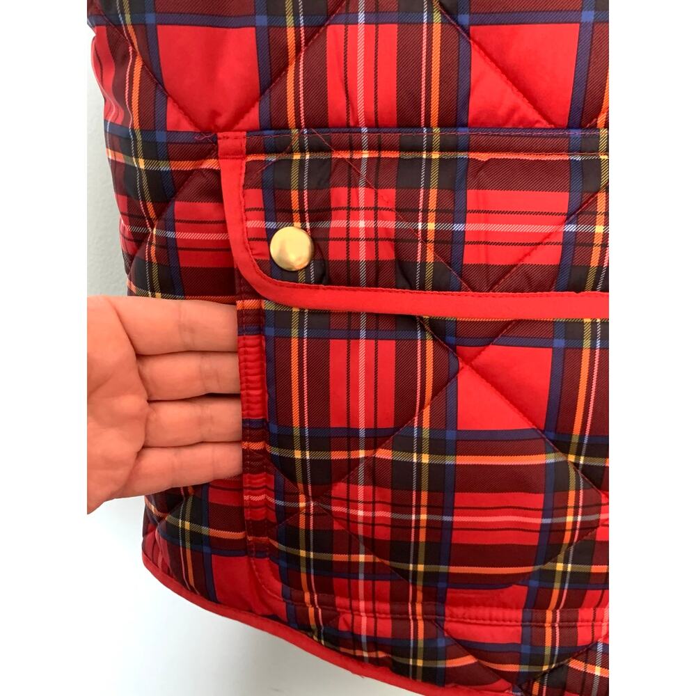J. Crew Factory Red Tartan Plaid Quilted Puffer Vest Size XXL - Picture 3 of 6